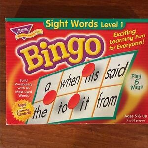 Scholastic Sight Words Bingo - Red and Green